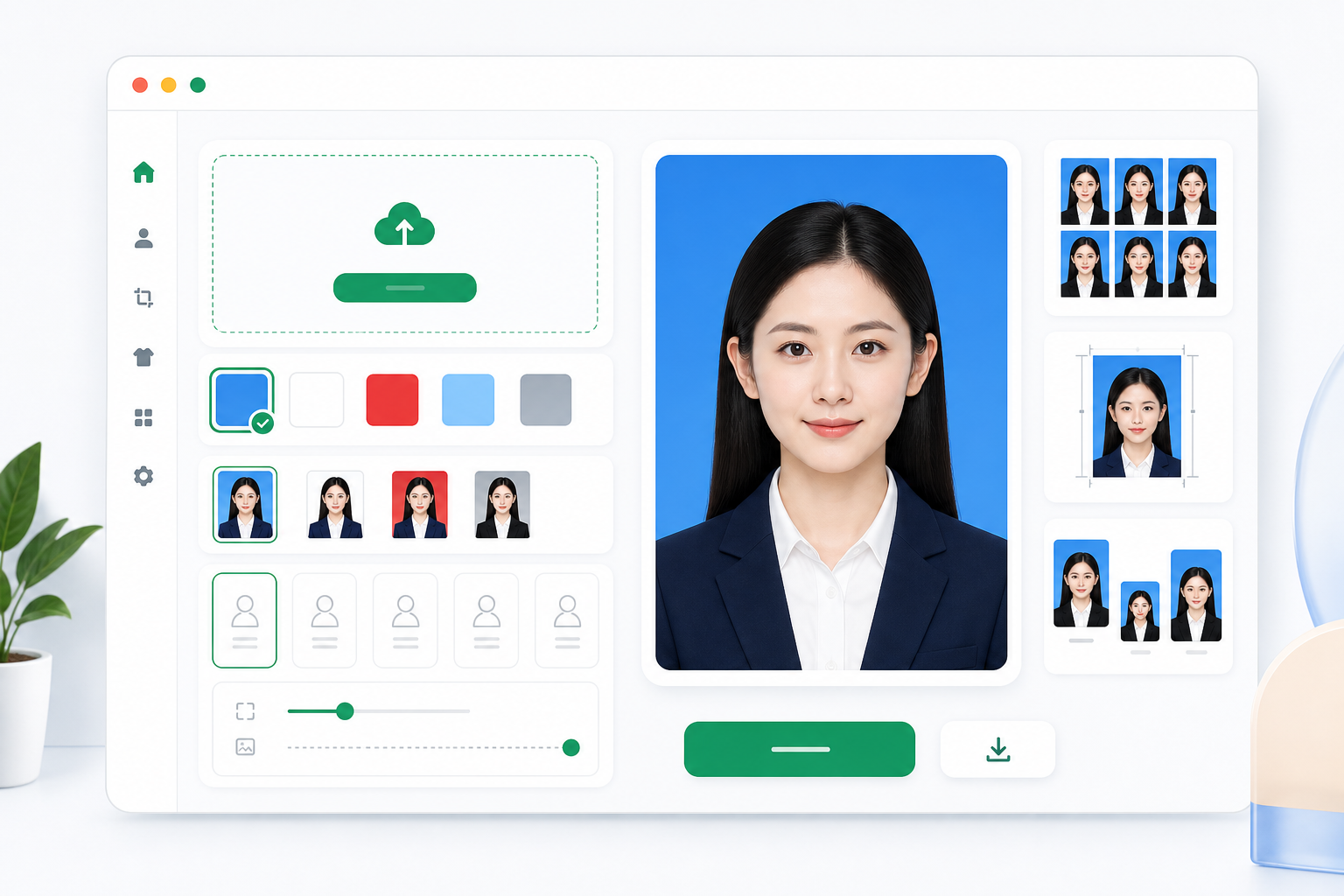 VantaPhoto AI 证件照制作界面预览